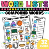 Compound words lists for Writing Center and Speech therapy