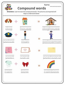 Compound words worksheets for kids by English For Kids ABC | TPT