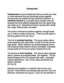 Preview of Compounds: Common Core Reading and Writing Activities