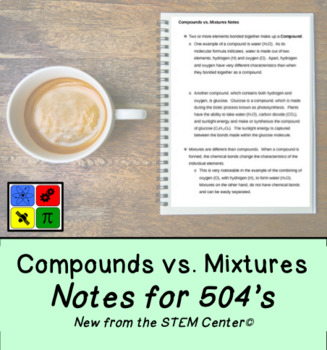 Preview of Compounds vs. Mixtures: Notes