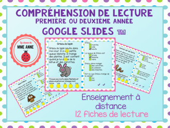 Preview of Compréhension de lecture Google Slides™ French reading Distance Learning