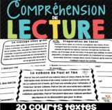 Compréhension de lecture en français - 20 textes - French 
