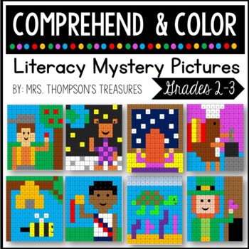 Preview of Reading Comprehension Passage & Questions + Coloring Mystery Pictures
