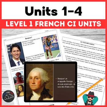 Preview of Beginning French CI units 1-4 bundle of French comprehensible input units