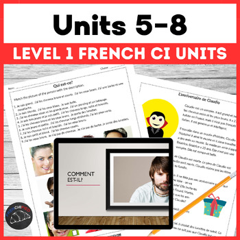 Preview of Beginning French curriculum units 5-8 bundle French comprehensible input