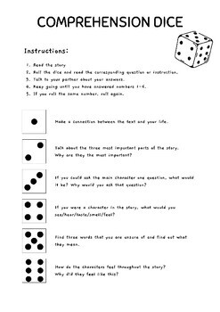 Comprehension Activity - Story Dice by 101 English Worksheets | TPT
