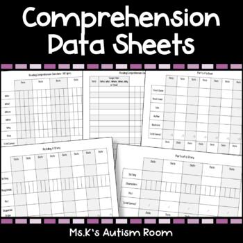 Preview of Comprehension Data Sheets Freebie (Questions, Parts of a Book/Story, & More!)