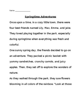 Preview of Comprehension: First Grade: Springtime Adventures