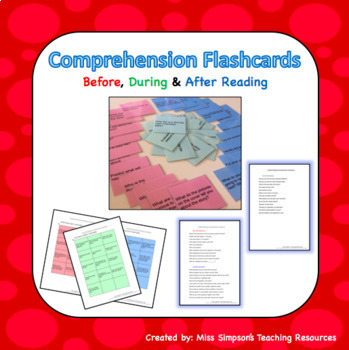 Preview of Comprehension Flashcards: Before, During and After Reading