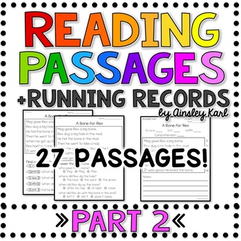 Preview of Comprehension & Fluency Passages - Beginning Readers + Running Records - PART 2
