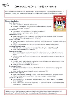 Preview of Comprehension Guide - No Kimchi for me (Ages 6-9)