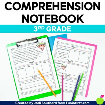 Preview of Reading Comprehension Notebook Third Grade - Printable and Digital