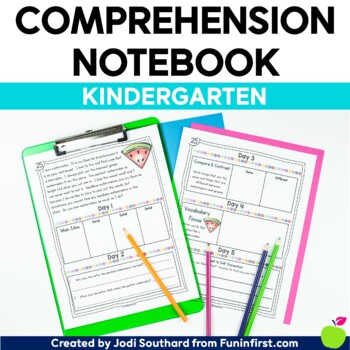 Preview of Reading Comprehension Notebook Kindergarten - Printable and Digital