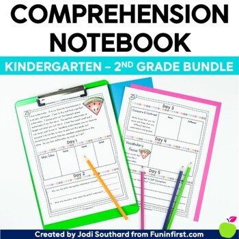 Preview of Reading Comprehension Notebook Kindergarten, 1st Grade, 2nd Grade Bundle