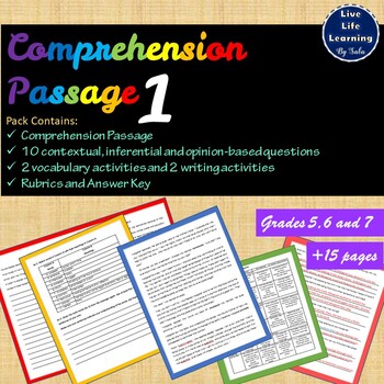 Preview of Reading Comprehension Passage - Fictional Text, Inferencing and Writing Activity