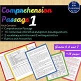 Reading Comprehension Passage - Fictional Text, Inferencin