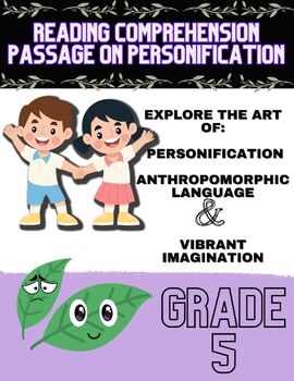 Preview of Reading Comprehension Personification, 5th, English Language Arts, Printable