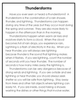 2 sheet comprehension grade Nonfiction Comprehension Weather Passages: (Close Reading