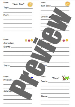Preview of Comprehension Post-It Note Template