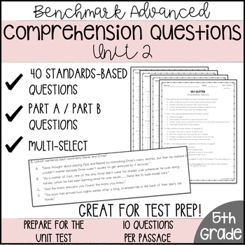 Preview of Comprehension Questions | 5th Grade | Unit 2 Benchmark Advanced