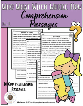 Preview of Comprehension Questions Passages 1st-2nd