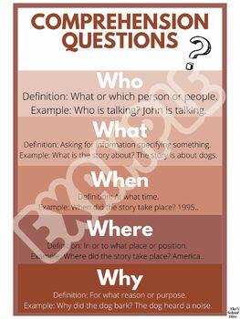 Preview of Comprehension Questions Poster