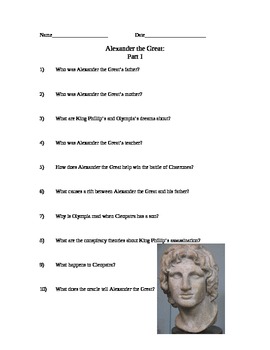 Preview of Comprehension Questions for Alexander the Great History Channel Documentary