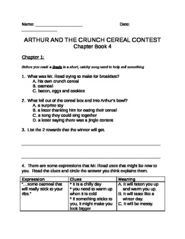 Comprehension Questions for Arthur Chapter Book 4 - Crunch ...