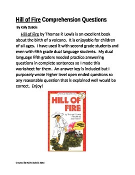 Preview of Comprehension Questions for Hill of Fire by Thomas P. Lewis Volcano Volcanoes