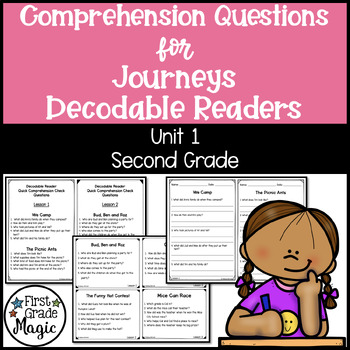 Preview of Journeys SECOND GRADE Comprehension Questions for Decodable Readers Unit 1