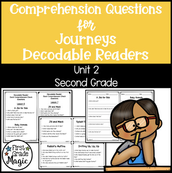 Preview of Journeys SECOND GRADE Comprehension Questions for Decodable Readers Unit 2