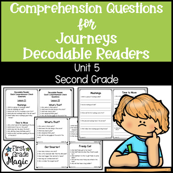 Preview of Journeys SECOND GRADE Comprehension Questions for Decodable Readers Unit 5