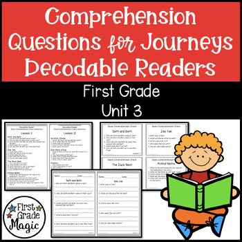 Preview of Journeys FIRST GRADE Comprehension Questions for Decodable Readers Unit 3