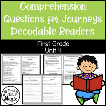 Preview of Journeys FIRST GRADE Comprehension Questions for Decodable Readers Unit 4