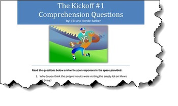 Comprehension Questions for The Kickoff! by Tiki and Ronde Barber