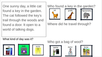 Preview of Comprehension Questions with LAMP picture Icons
