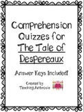 Comprehension Quizzes with Answer Keys for The Tale of Despereaux