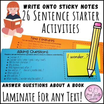 Preview of Comprehension Sentence Starter Supports | Respond to Texts | Centers & Rotations