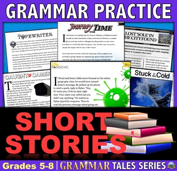 Preview of Short Stories Reading Comprehension BUNDLE with Grammar Practice for ESL, ELL