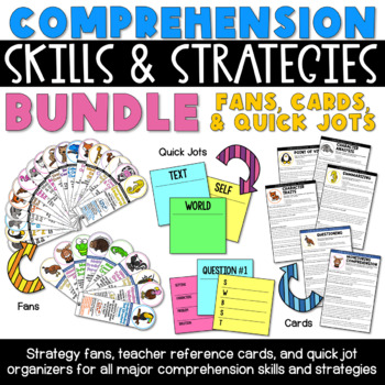 Preview of Comprehension Strategies Fans, Cards and Quick Jots BUNDLE