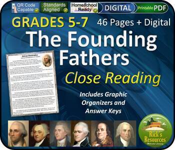 Preview of Founding Fathers Close Reading Comprehension Activities - Print and Digital