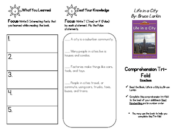 Preview of Comprehension Tri-fold: Life in a City