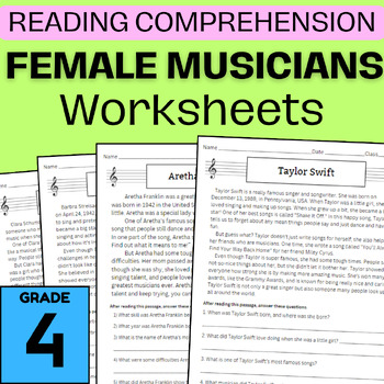 Preview of Comprehension: Women's History Musicians - Grade 4