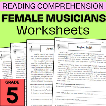 Preview of Comprehension: Women's History Musicians - Grade 5