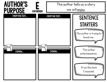 Author's Purpose - Sentence Writing Game