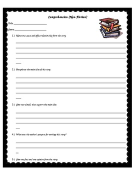 comprehension worksheets for any book or story by kristen duckworth