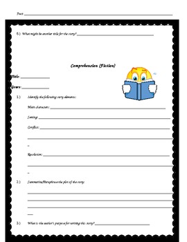 comprehension worksheets for any book or story by kristen duckworth