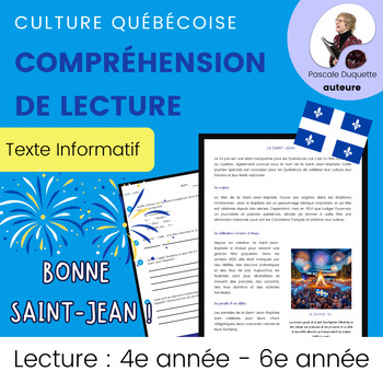 Preview of Compréhension de Lecture Culture Québécoise Texte Informatif St-Jean 3e cycle