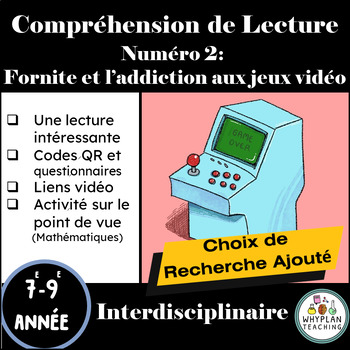Preview of Compréhension de Lecture - Fornite -Dépendance aux Jeux Vidéo, French, Français