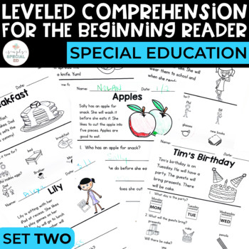 Preview of Comprehension for Beginning Readers | Special Education | Set 2